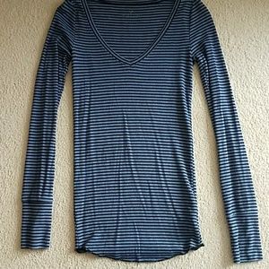 American Eagle Striped Long Sleeve Thermal Tee and Cropped Sleeve Tee Bundle
